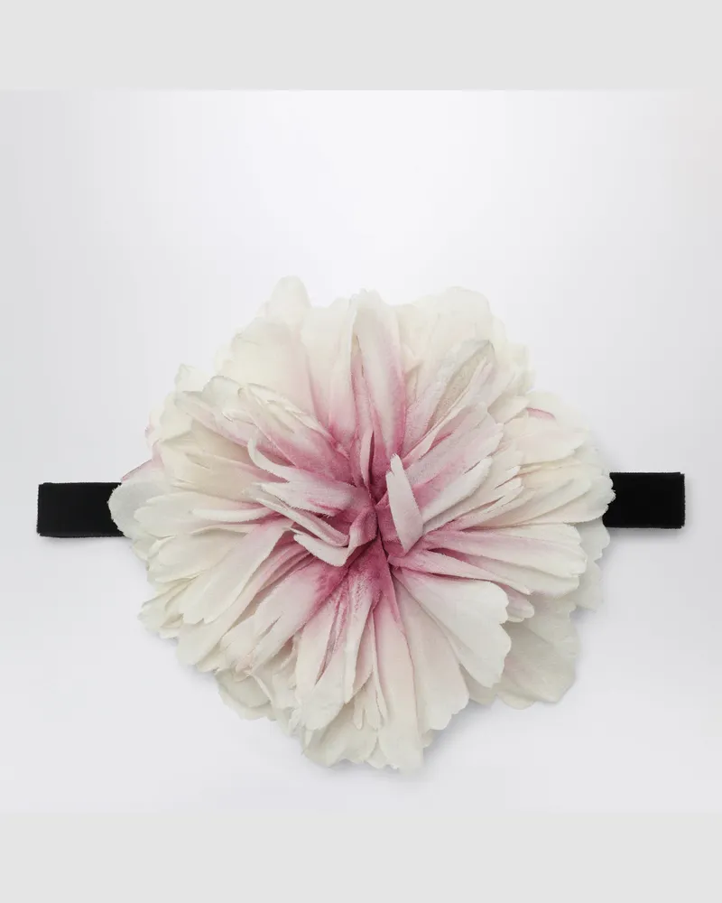 Dolce & Gabbana Choker mit großer Blume in Elfenbein/Rosa White