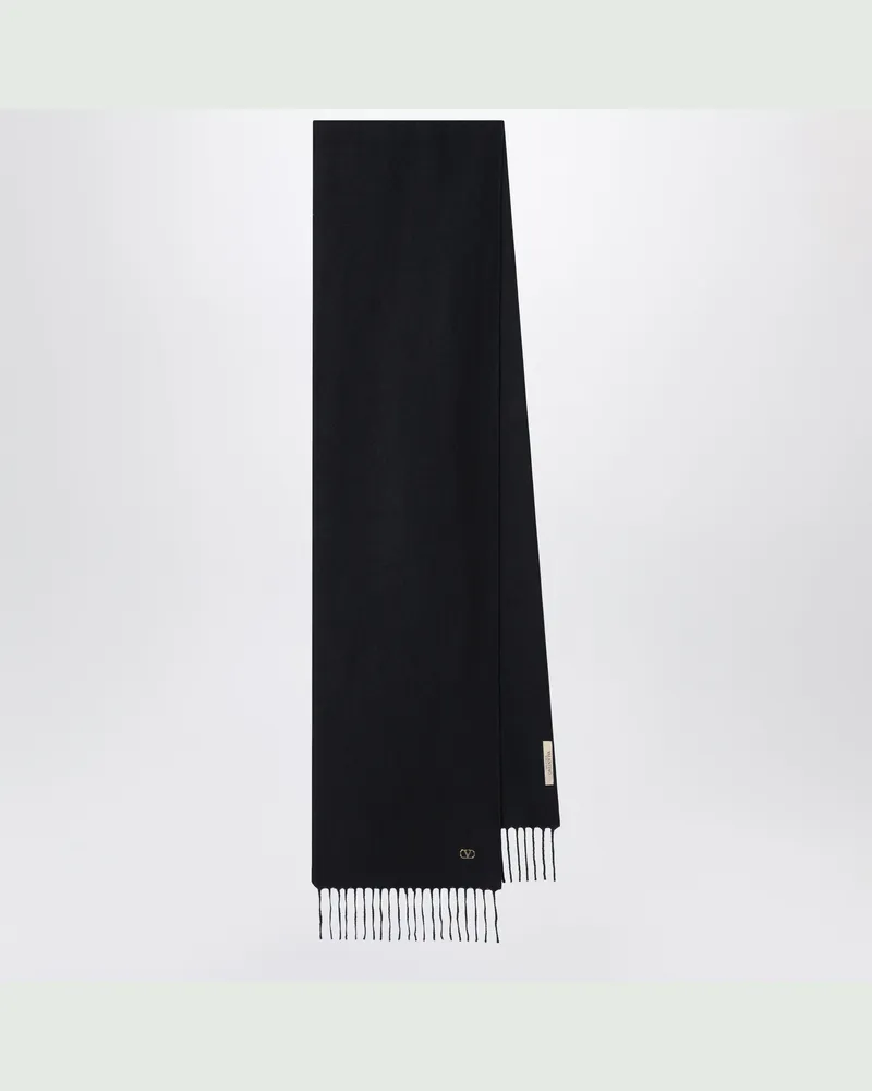 Valentino Garavani Schwarzer Kaschmirschal mit VLogo-Detail Black