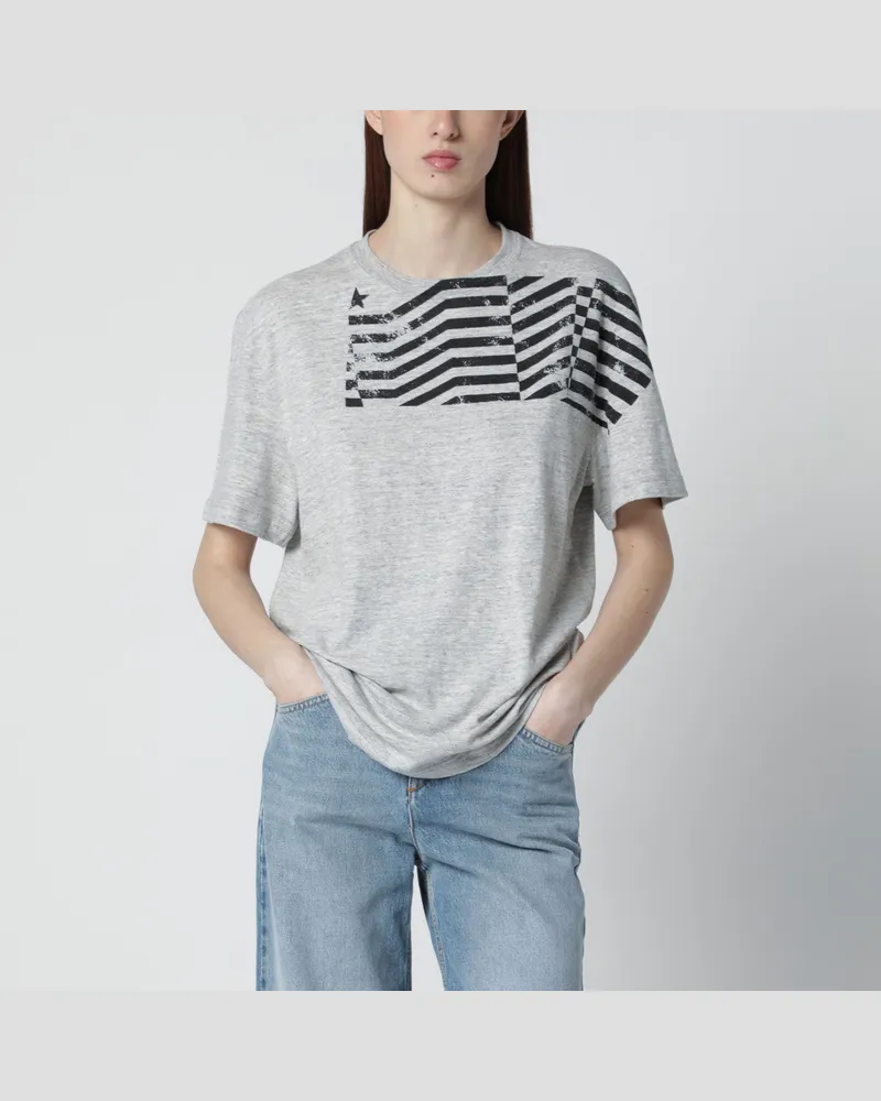 Golden Goose Graues T-Shirt mit Logo-Print Grey