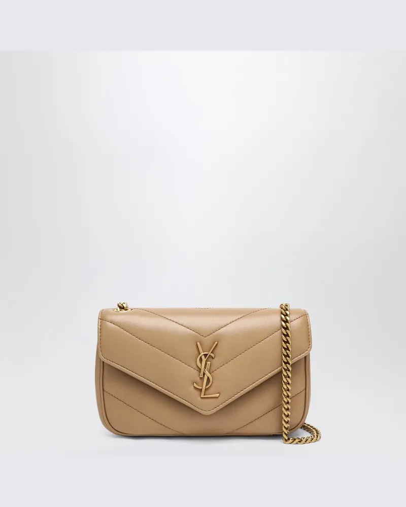 Saint Laurent LouLou Mini-Tasche aus beigefarbenem Leder Beige
