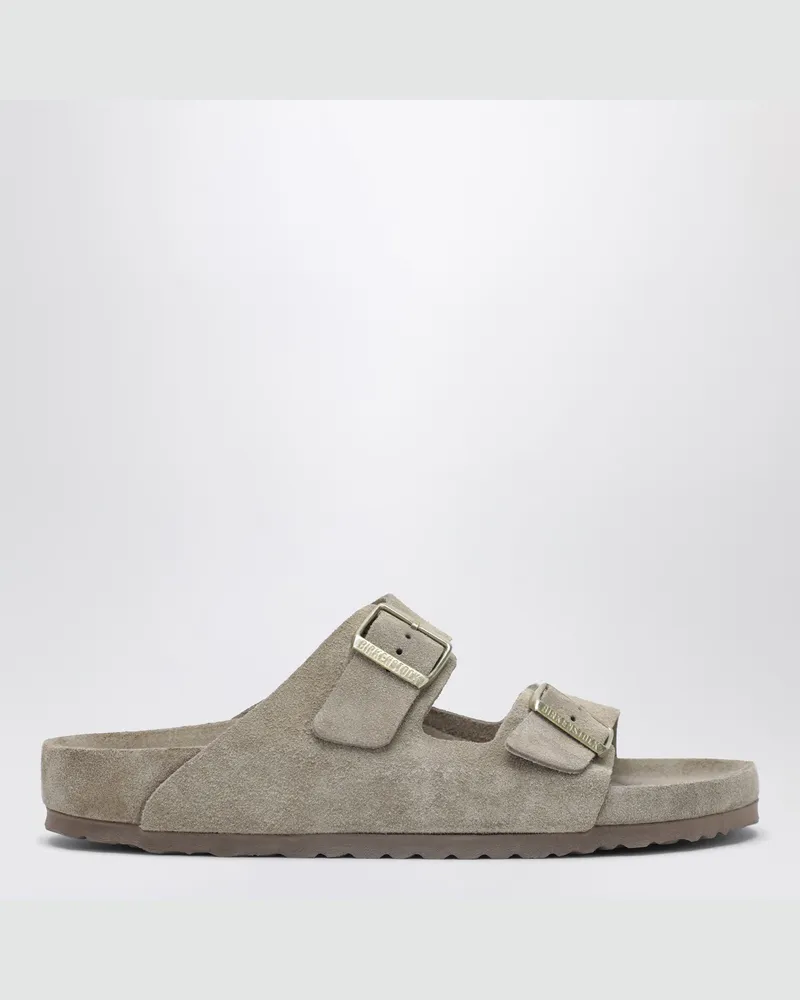 Birkenstock Arizona Slide aus Veloursleder in Taupe 