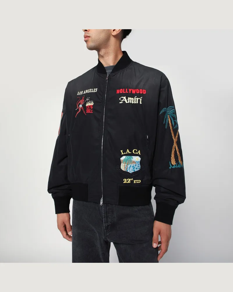 Amiri Schwarze Bomberjacke aus Baumwolle und Nylon 