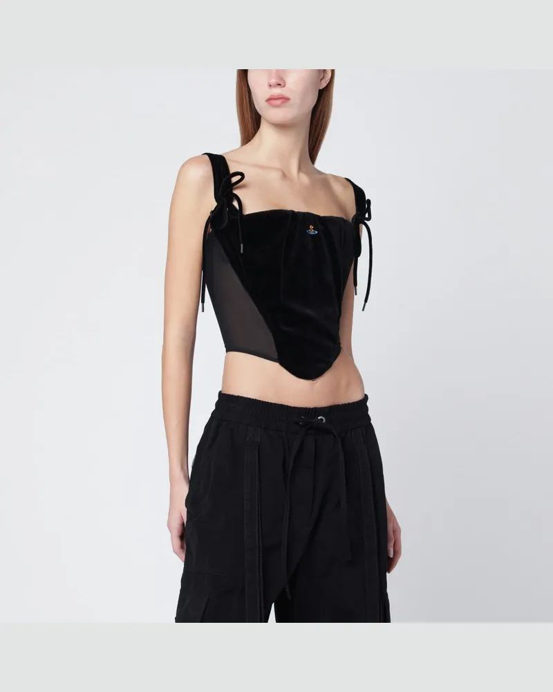 Vivienne Westwood Schwarzes Samt-Korsett Puppy Schwarz