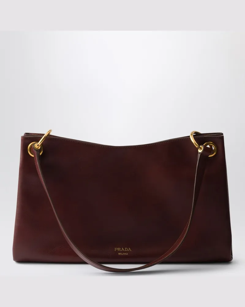 Prada Etude große Schultertasche aus burntem Leder Brown