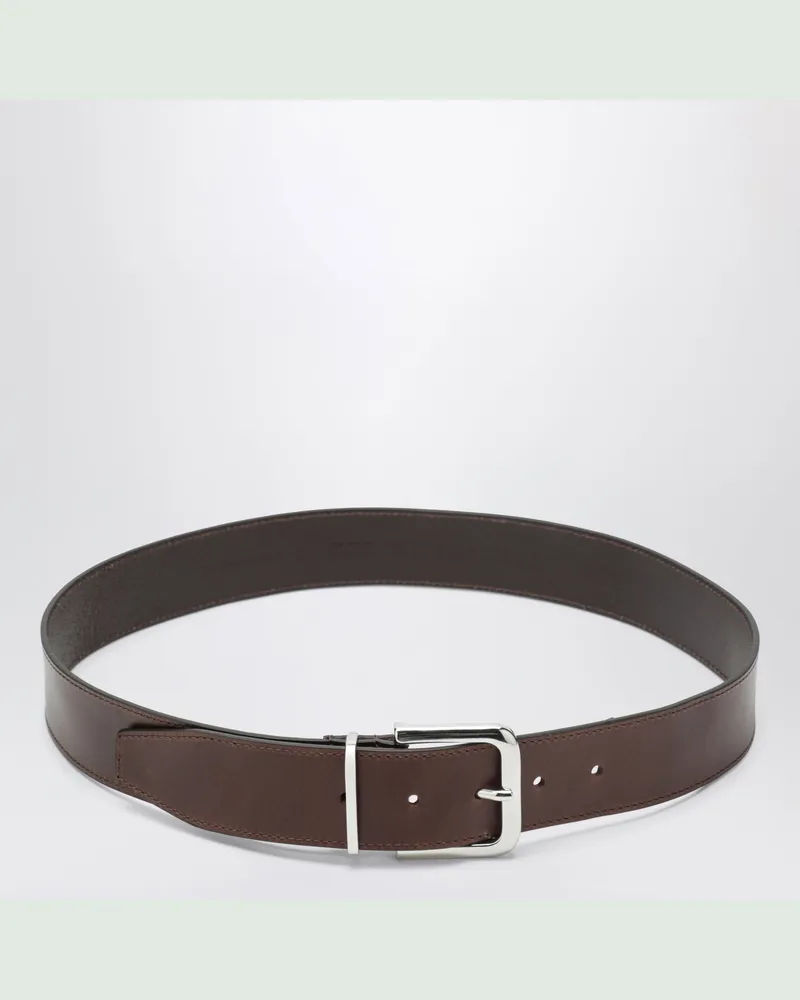 FRANKIE Shop Sarno Gürtel aus braunem Leder mit silberfarbener Schnalle Brown