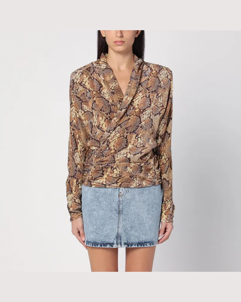 Isabel Marant Bluse Marlin mit Schlangenprint Beige