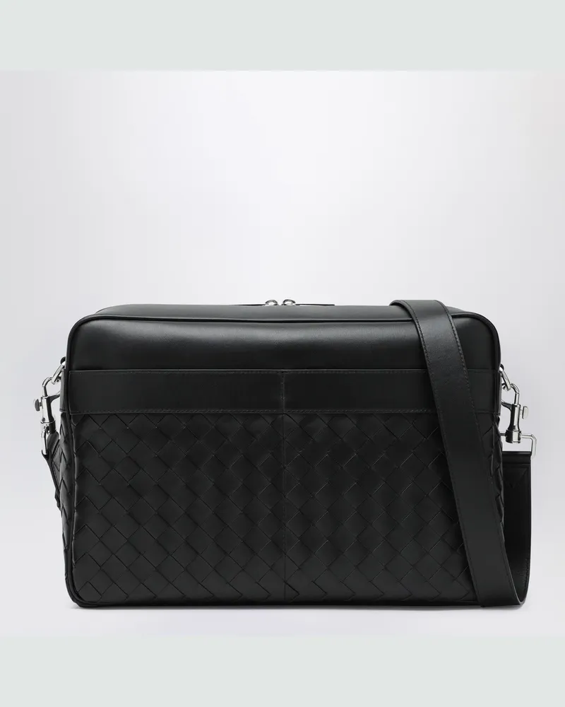 Bottega Veneta Schwarze Kamera-Tasche aus Intrecciato Black