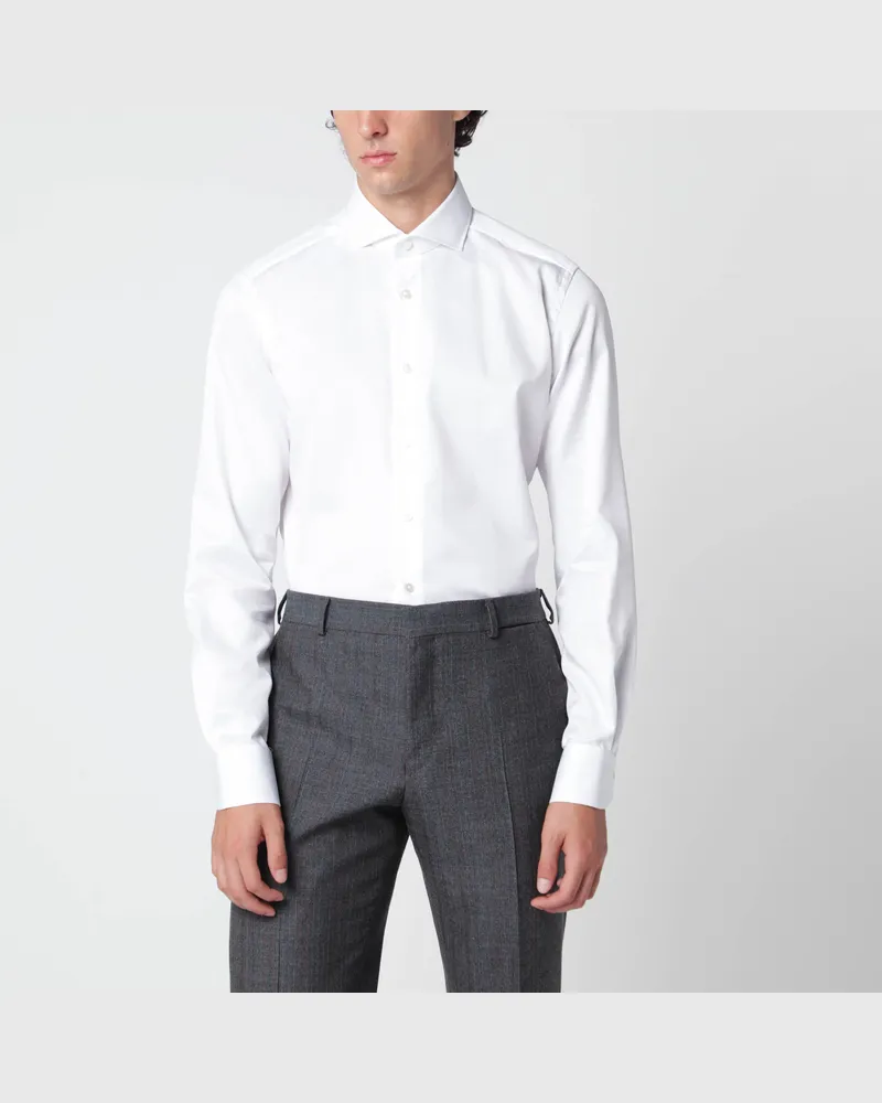 XACUS Weißes Travel-Hemd aus Baumwolle White