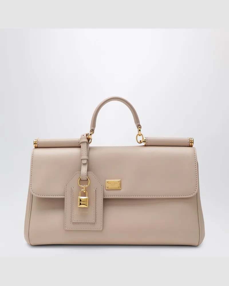 Dolce & Gabbana My Sicily mittelgroße Tasche in Nude aus Plongé-Leder Pink