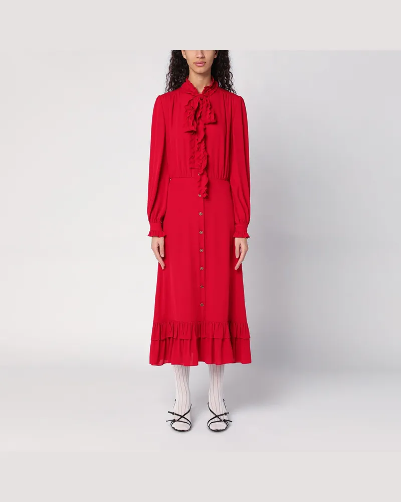 Valentino Garavani Rotes Kleid mit Schleife mit Rüschen Red