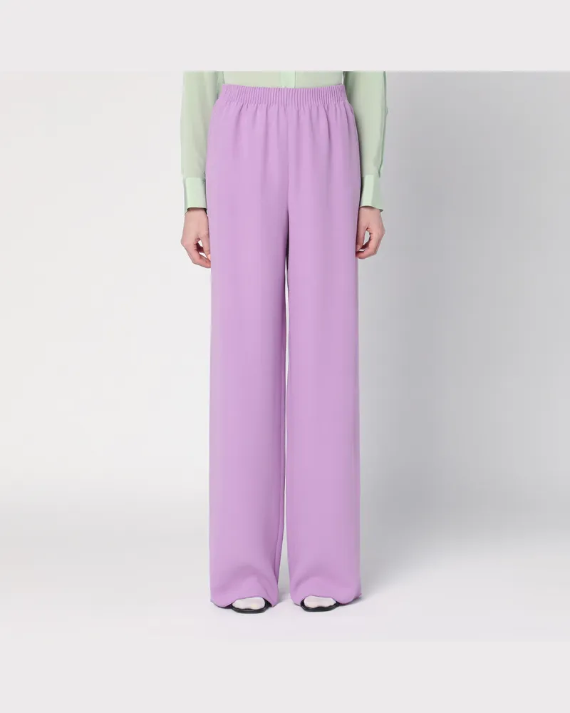 Valentino Garavani Breite lilafarbene Seidenhose in Pink Purple