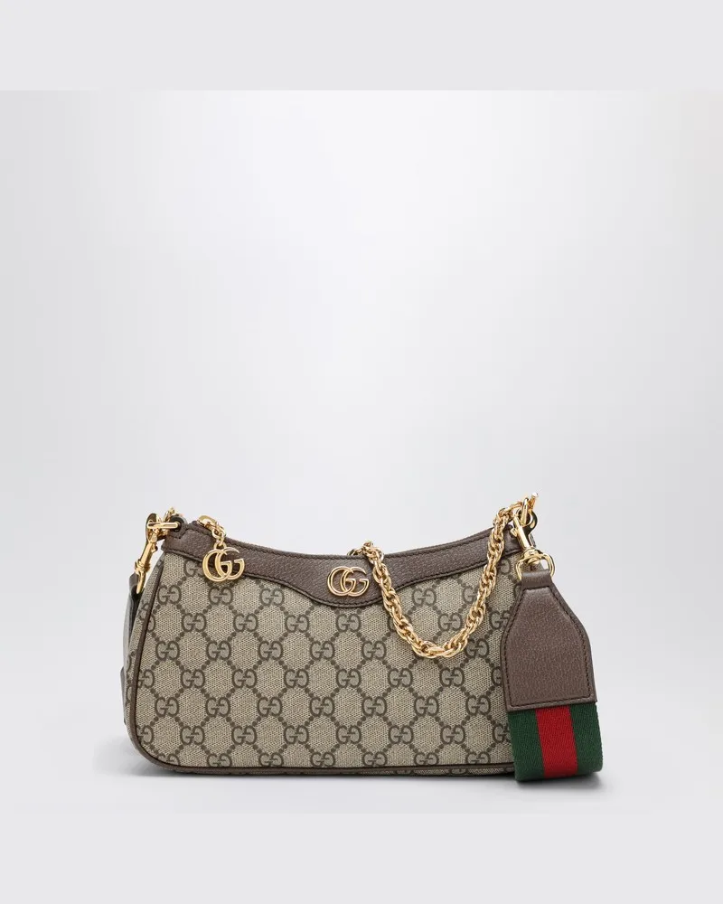 Gucci Kleine Ophidia-Tasche in GG Supreme Beige