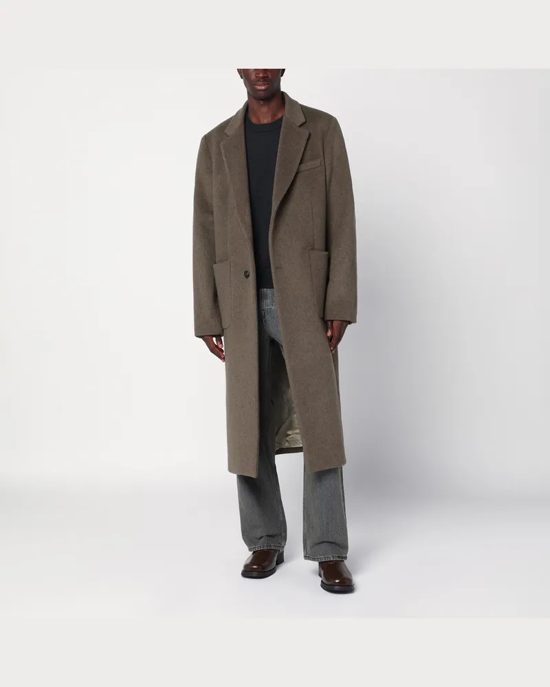 Our Legacy Moosfarbener Mantel aus Wollmischung Black