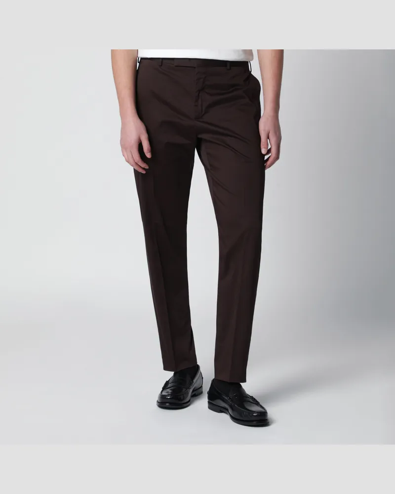 PT TORINO Braune Hose aus Baumwollmischung Brown