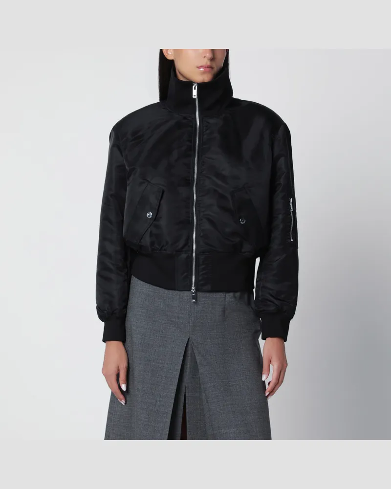 FRANKIE Shop Kurze Storm Bomberjacke aus schwarzem technischem Gewebe Black