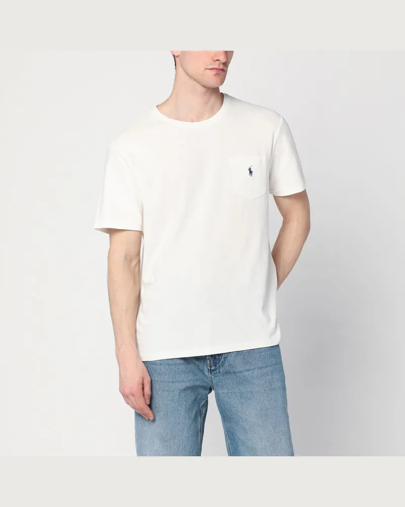 Ralph Lauren Weißes T-Shirt aus Baumwolle und Leinen White