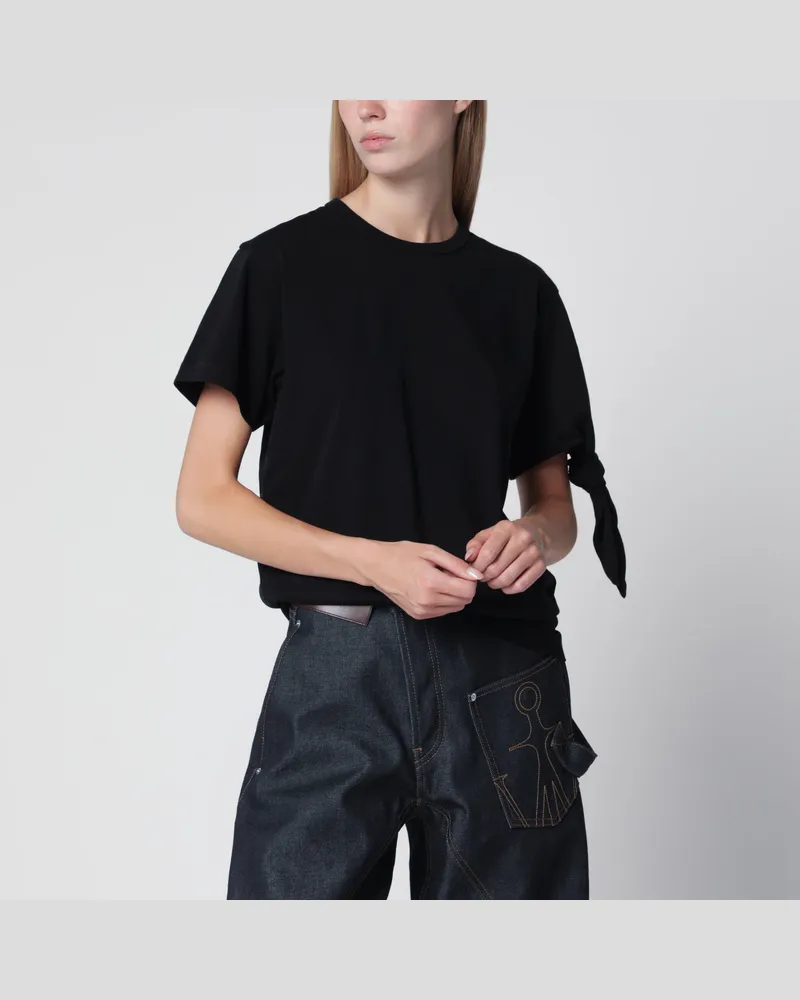 J.W.Anderson Damen-T-Shirt mit geknoteten Ärmeln aus Baumwolle, Schwarz Black