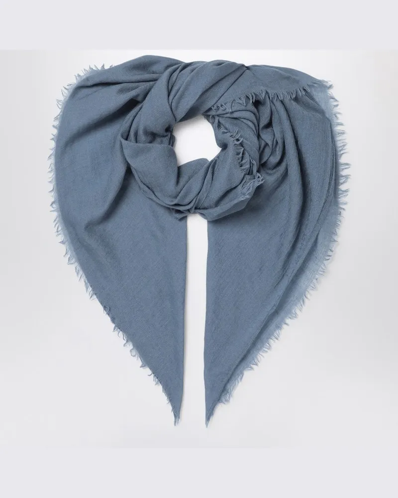Destin Oxford-blauer Schal aus Woll-Seidengemisch Blau