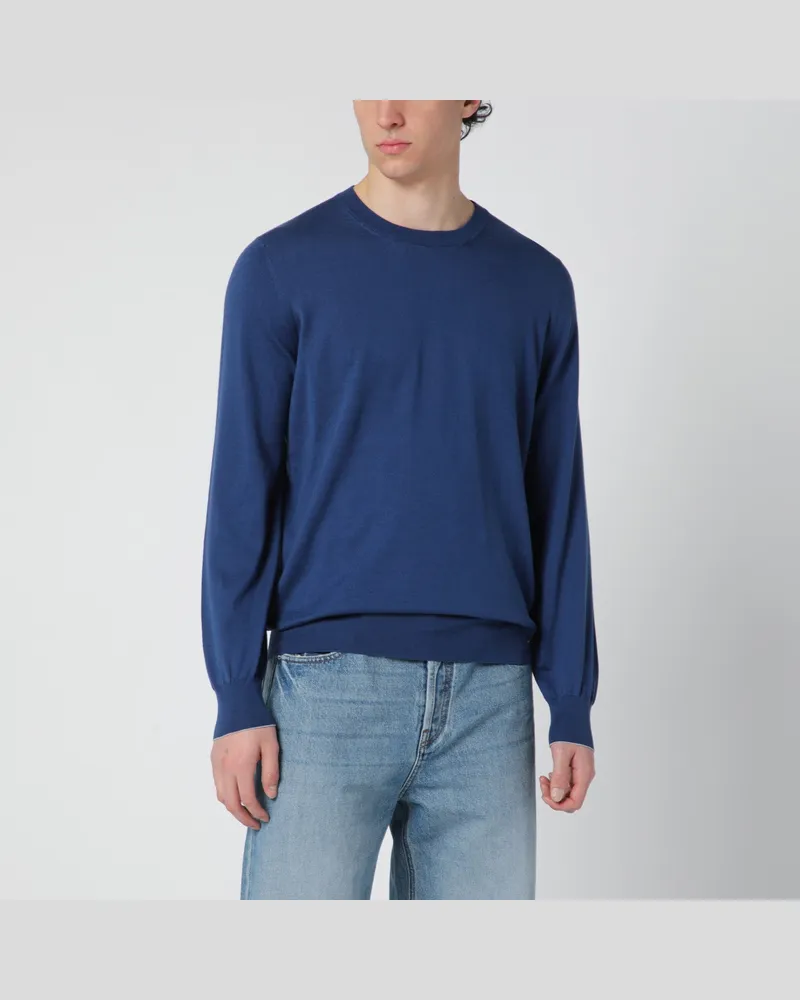Brunello Cucinelli Blauer Pullover aus Baumwolle Blue