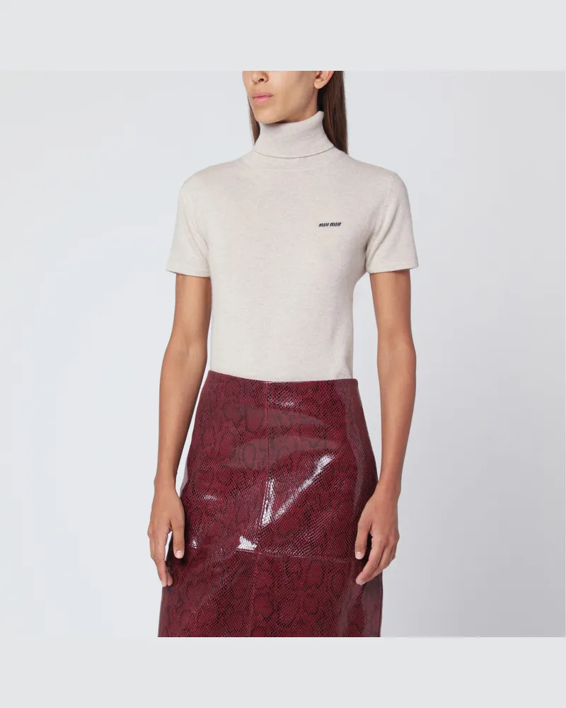 Miu Miu Sandyfarbener Rollkragenpullover aus Kaschmir 