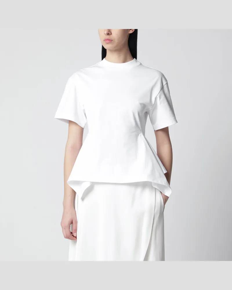 Alaïa Panel-T-Shirt aus Baumwolljersey in Weiß White
