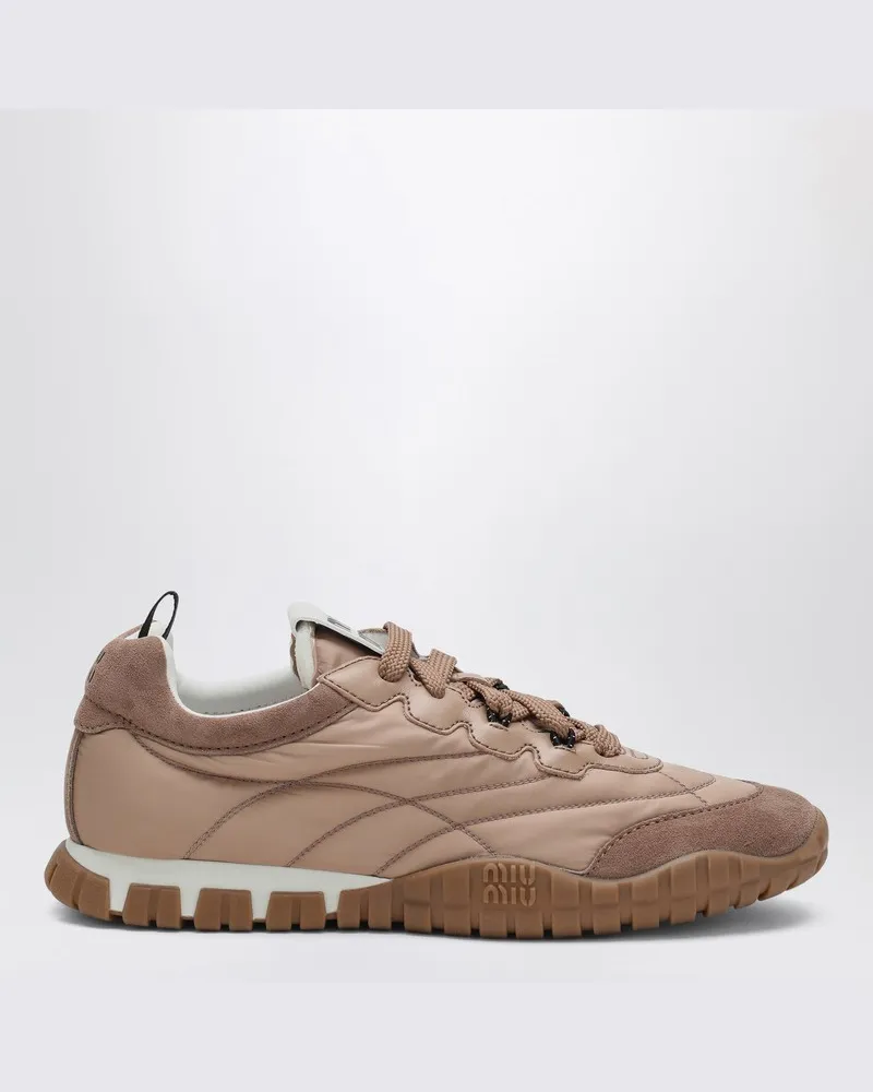 Miu Miu Dunkelrosa Tyre-Sneaker aus Re-Nylon und Veloursleder Rosa