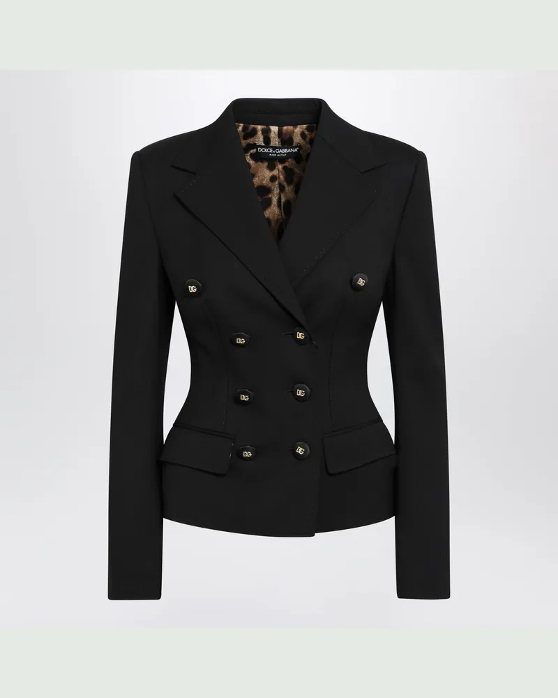 Dolce & Gabbana Schwarze einreihige Jacke aus Wolle Black