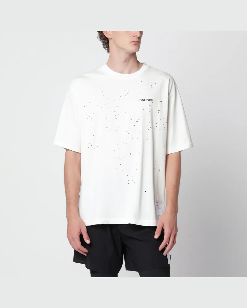 Satisfy MothTech Aged Ecru T-shirt with holes Beige
