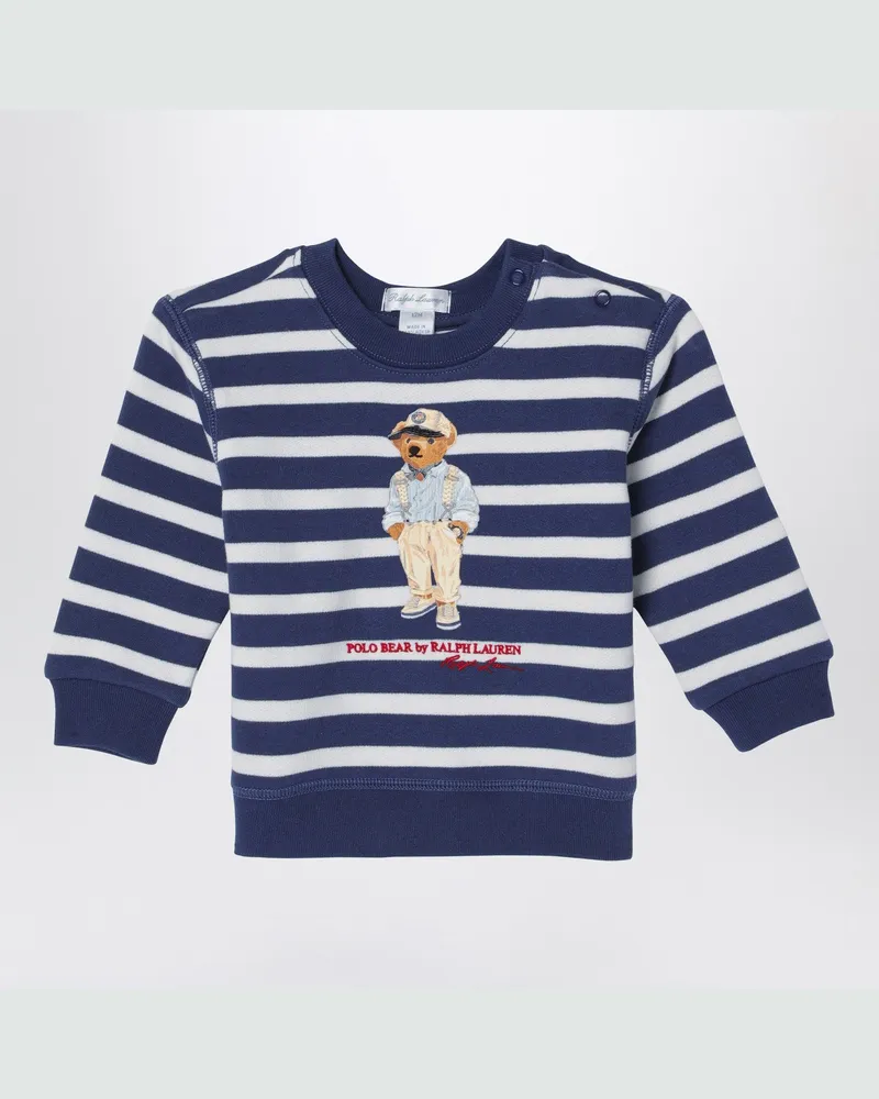 Ralph Lauren Weiß/marineblau gestreiftes Sweatshirt mit Aufdruck Light