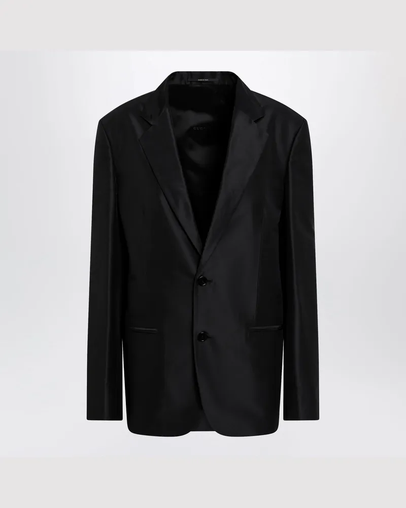 Gucci Oversize-Jacke aus Seidenfaille in Schwarz Black