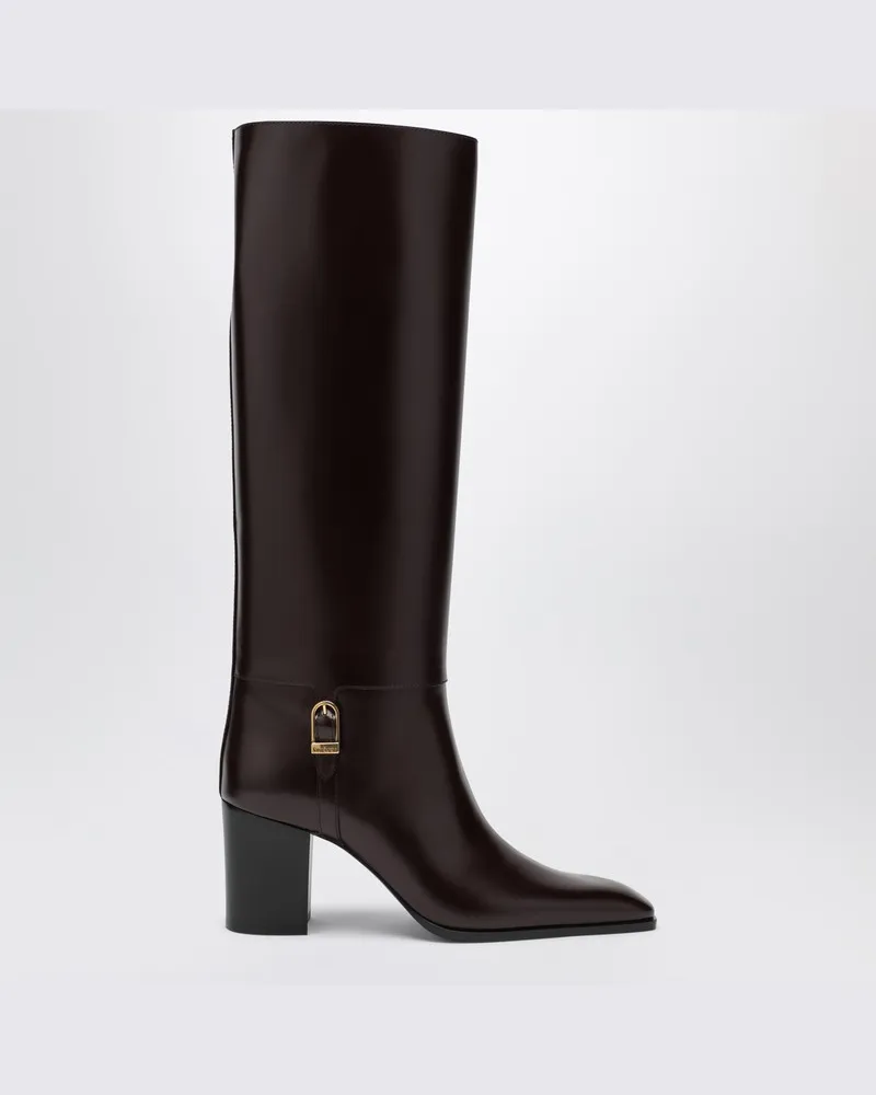 Saint Laurent Bordeauxrote Julia-Stiefel mit Absatz Rot