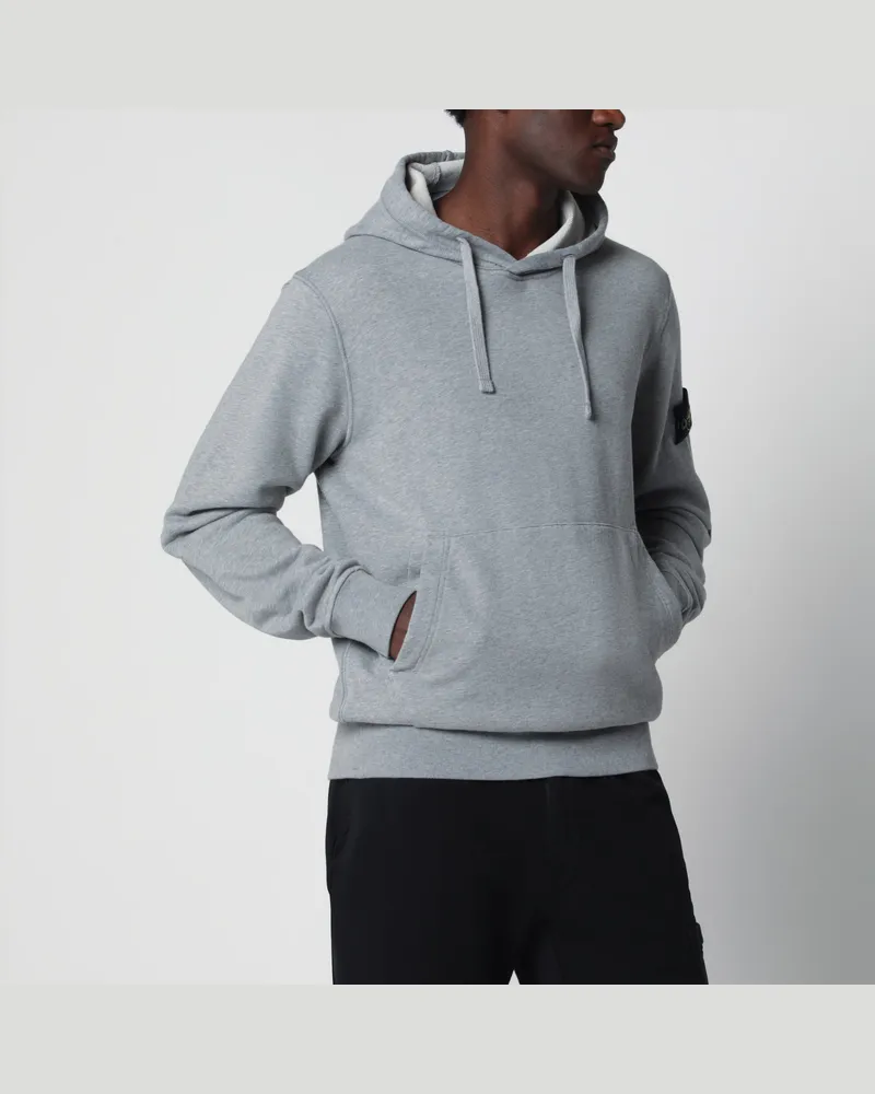 Stone Island Graues Hoodie aus Baumwolle in Mélange-Optik Grey