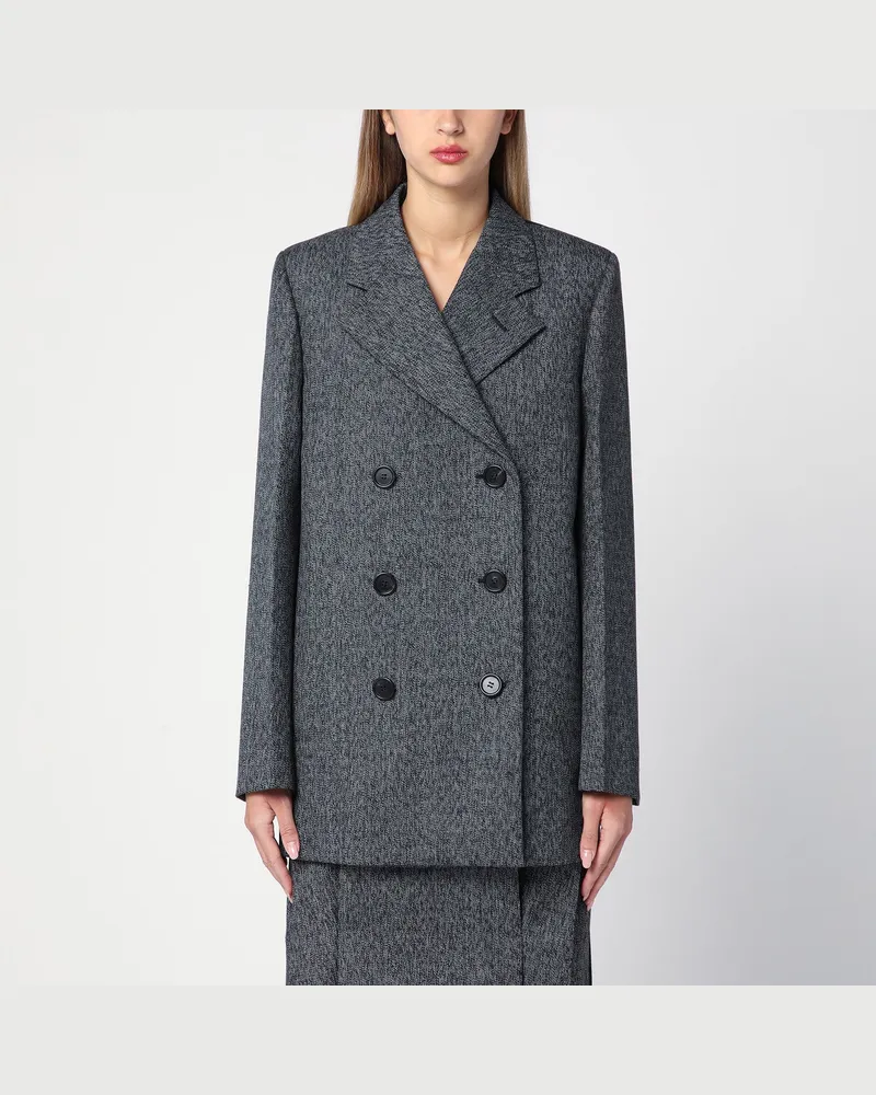 Prada Zweireihige Glencheck-Jacke Black