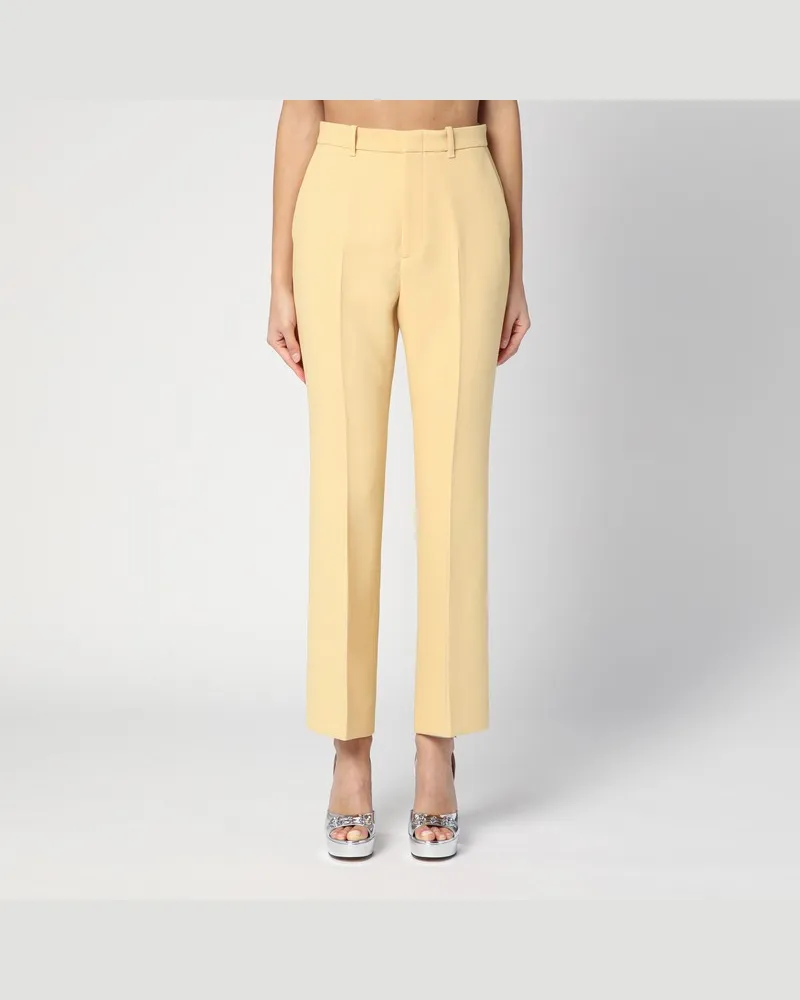 Gucci Cremefarbene Hose aus Wollkrepp Weiß