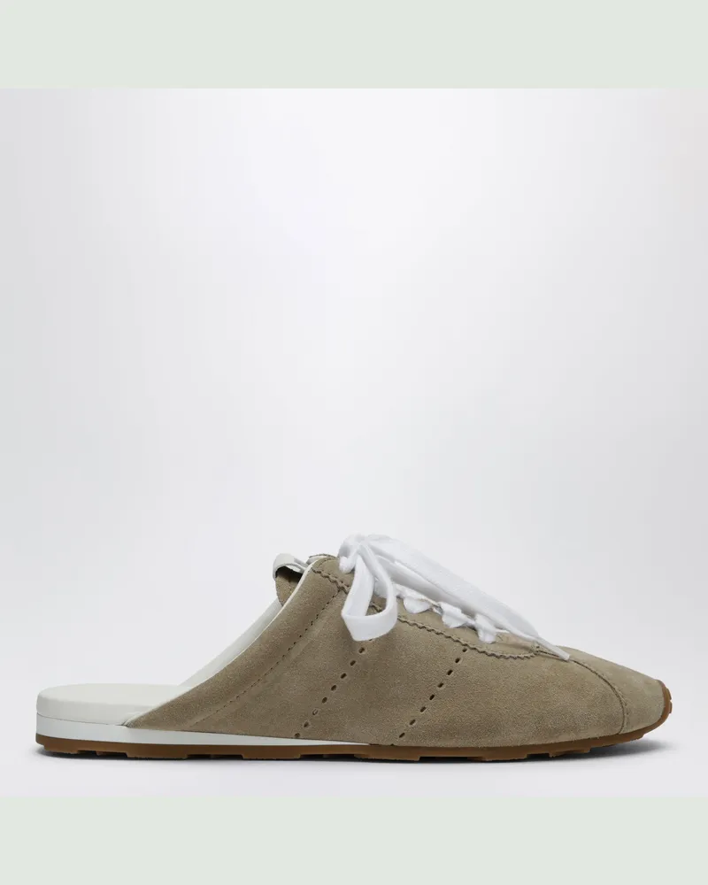 Miu Miu Plume Desert Suede Sabot Beige