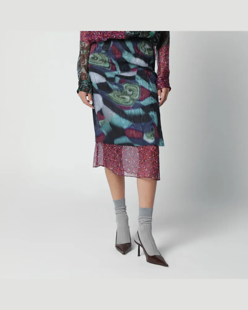 Dries van Noten Mehrfarbiger Rock aus Seidenmischung mit Print Multicolor