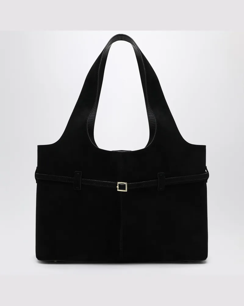 Manu Atelier Schwarze Cambon Cabas Tasche aus Wildleder 