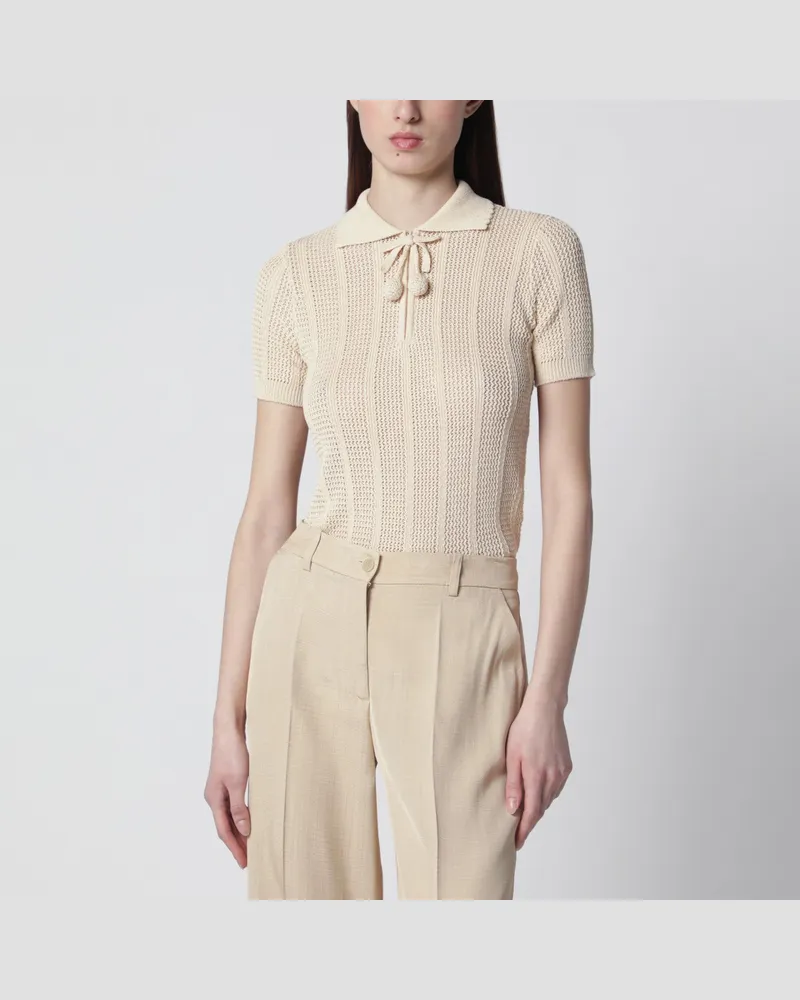 Valentino Garavani Polohemd aus Baumwollstrick in Elfenbein 