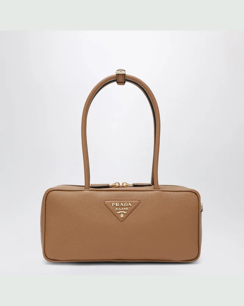 Prada Mittelgroße Handtasche aus karamellfarbenem Leder Brown