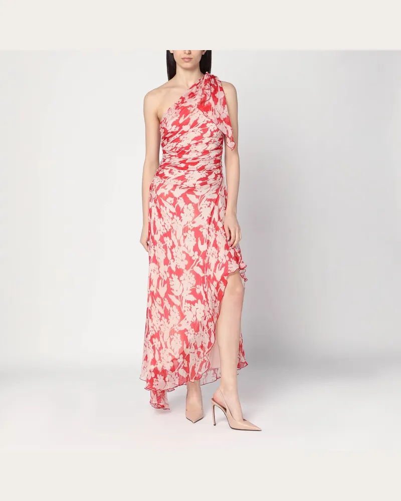 Victoria Beckham Drapiertes One-Shoulder-Midikleid Rot