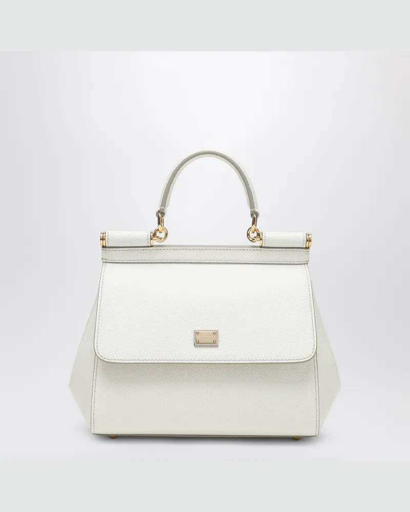 Dolce & Gabbana Sicily Handtasche in mittlerer Größe in Weiß White