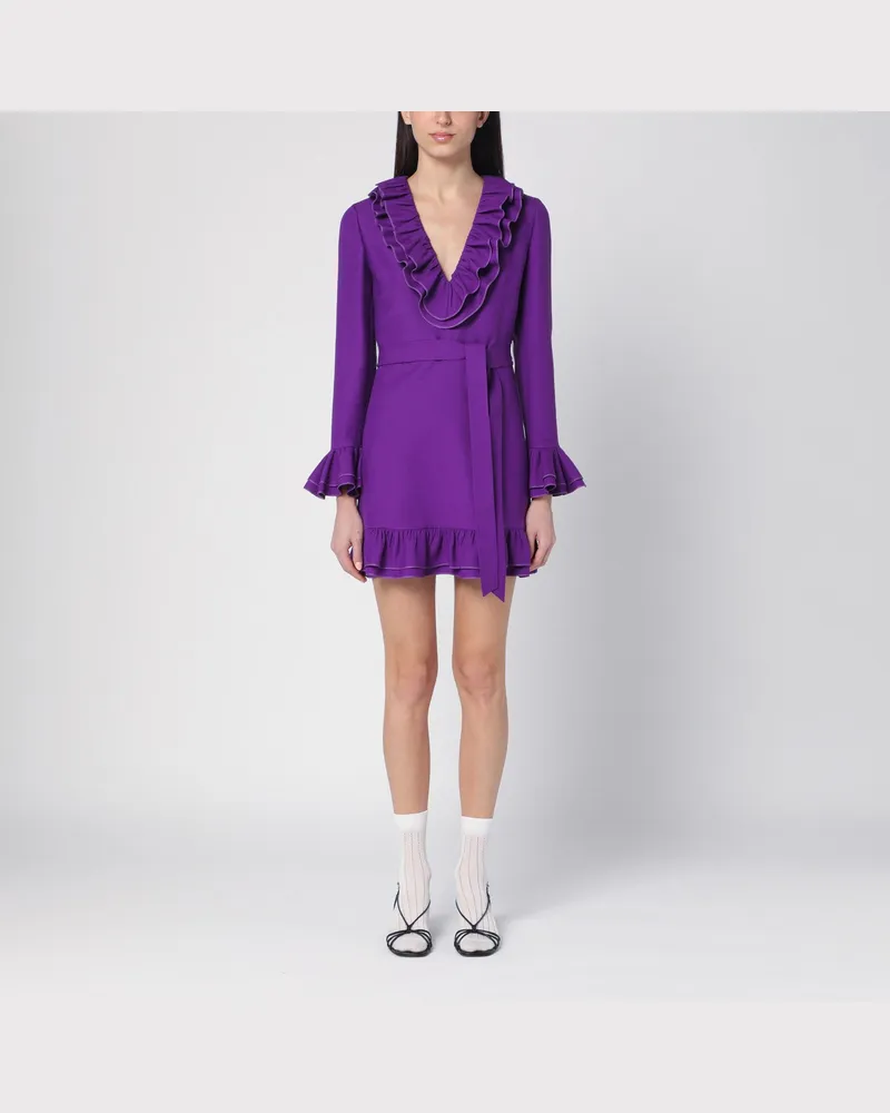 Valentino Garavani Mini Kleid aus Wolle und Seide in Lila Purple