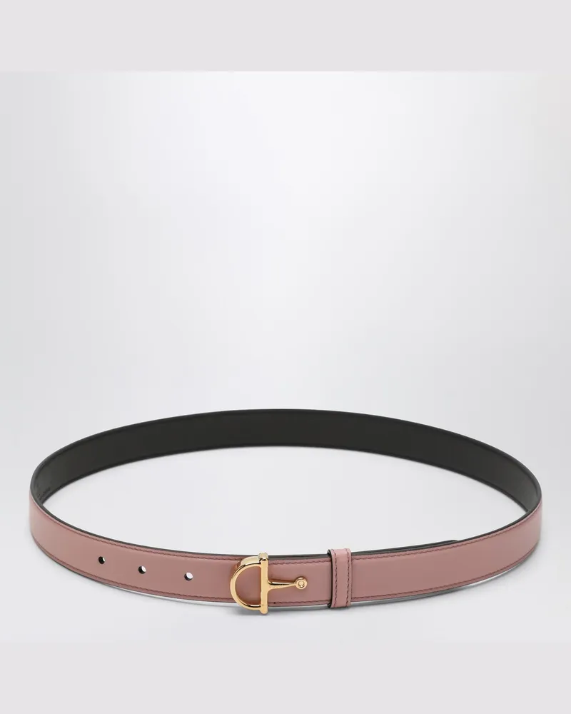 Gucci Schmaler rosa Gürtel mit Half-Horsebit-Schnalle Pink