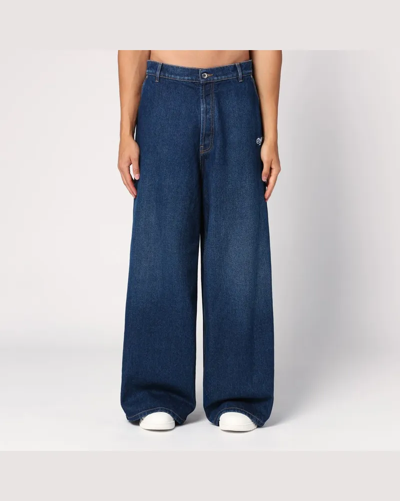 OFF-WHITE Blaue weite Denim-Jeans Mehrfarbig