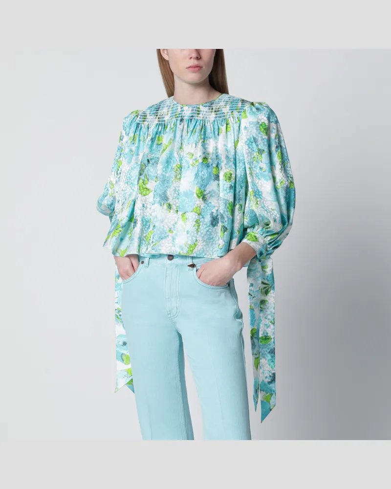 Chloé Kurzes gerafftes Seidenjacquard-Top in Multicolor Multicolor