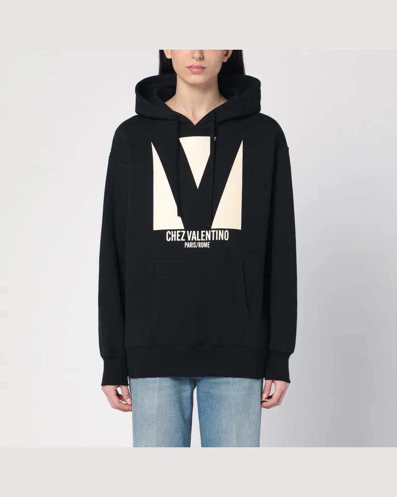 Valentino Garavani Schwarzer Hoodie mit Chez -Print 