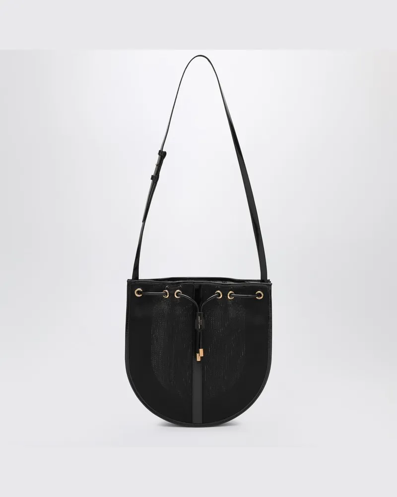 Saint Laurent Schwarze Mesh-Umhängetasche Schwarz