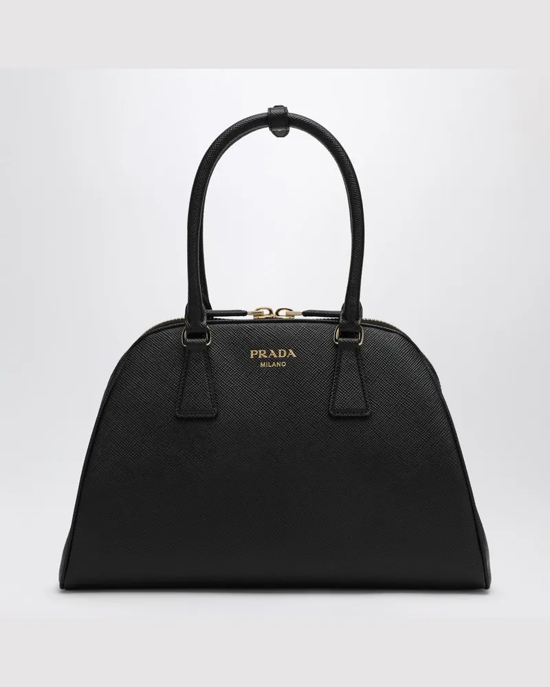 Prada Schwarze mittelgroße Tasche aus Saffiano Schwarz