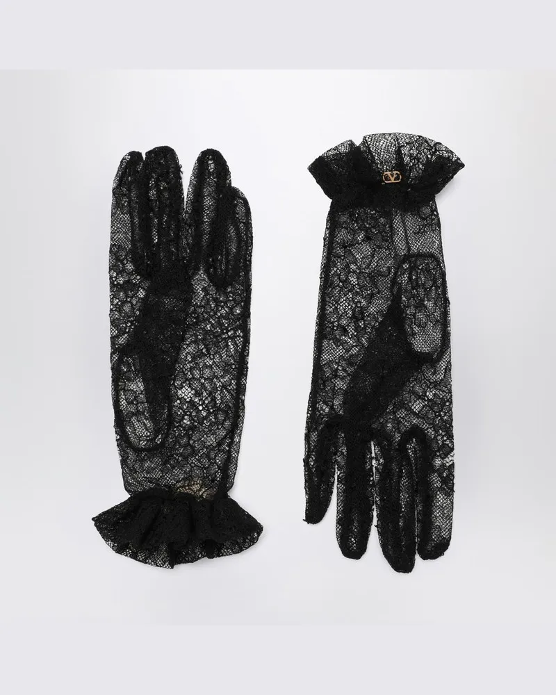 Valentino Garavani Schwarze Spitzen Vlogo Signature Handschuhe Schwarz