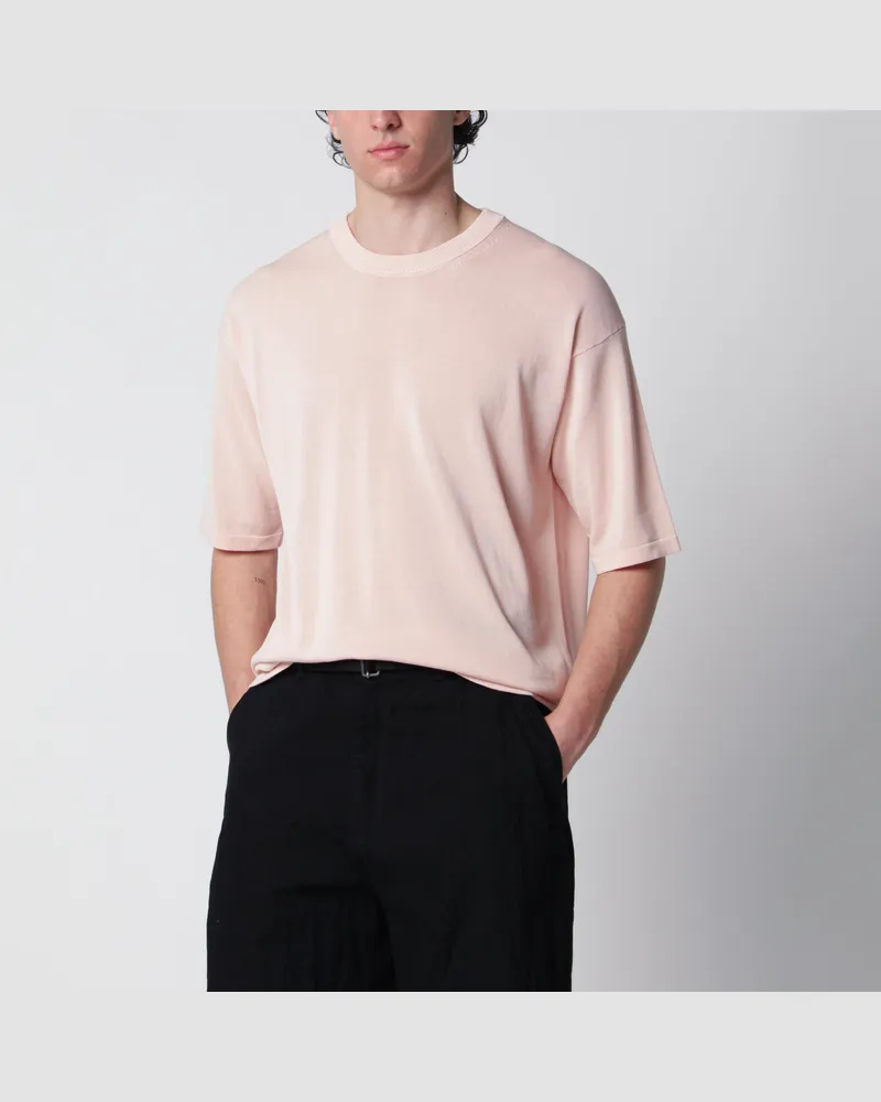 Roberto Collina Rosa T-Shirt aus Baumwollstrick Pink